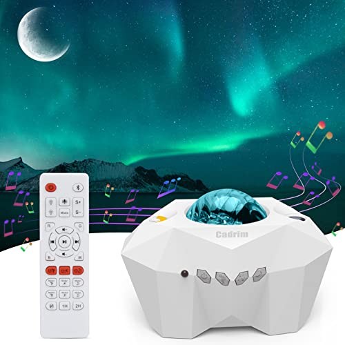 Star Projector with Bluetooth Speaker and Remote, Aurora Projector White