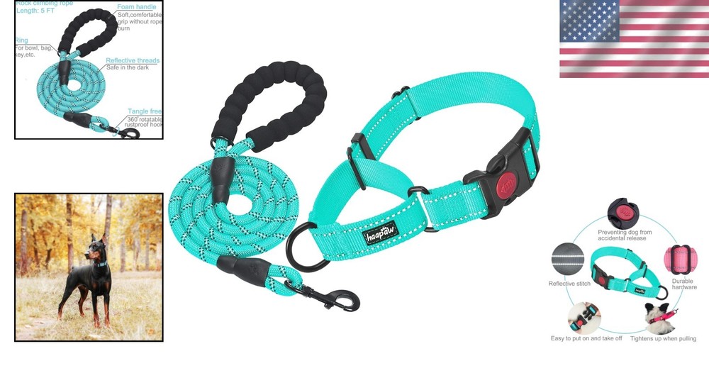 Luxury Martingale Collar Set with Quick-Release & Reflective Features - 2 Pack