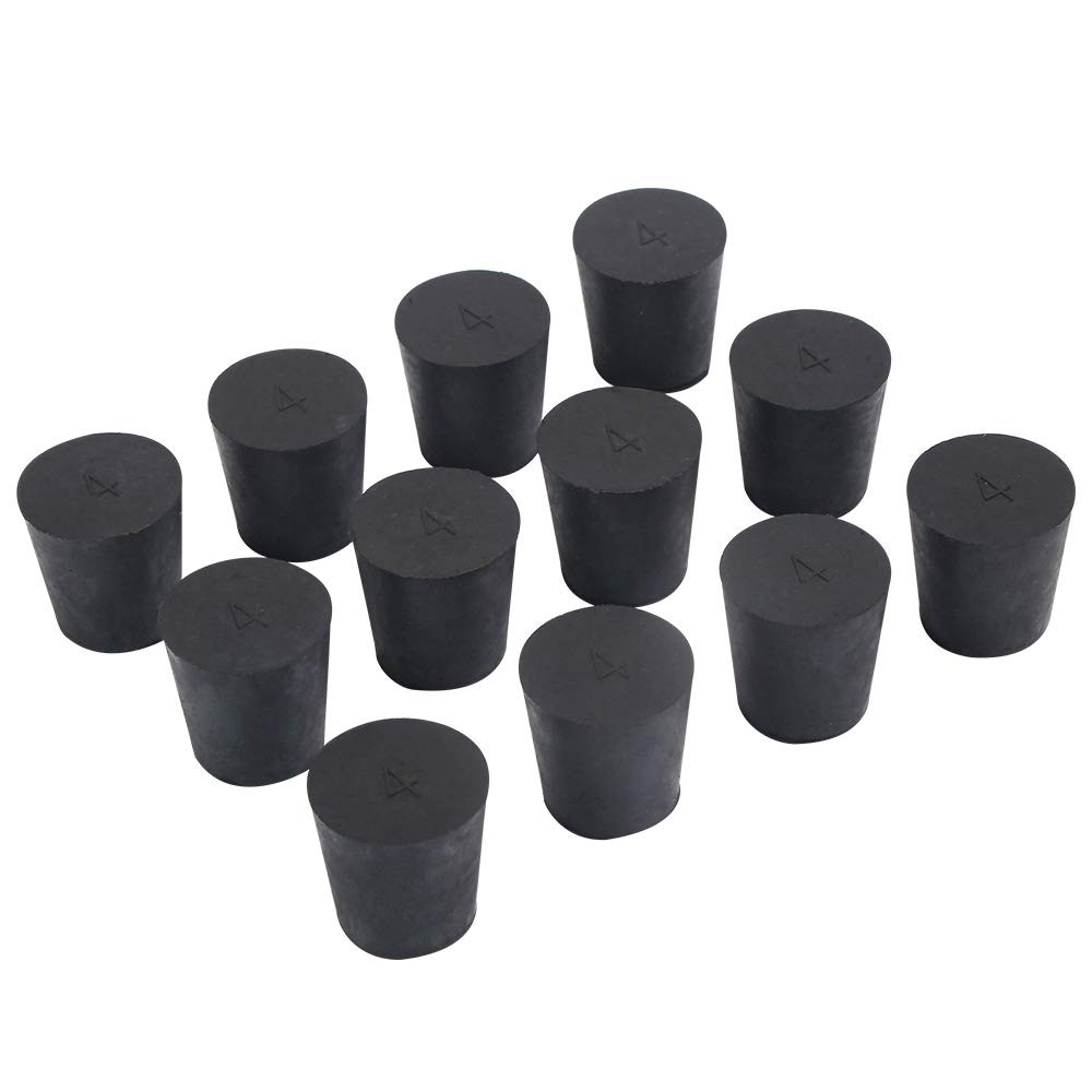 12-Pack (Same Size) Solid Rubber Stoppers - Size #4-26mm (1.02in) x 19mm (0.7...