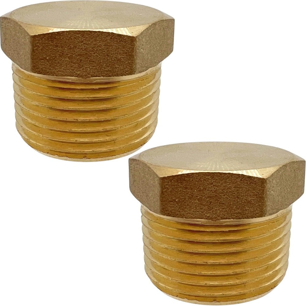 2 Pack Brass Pipe Plug 3/4" NPT Male Outer Hex Head Male,
