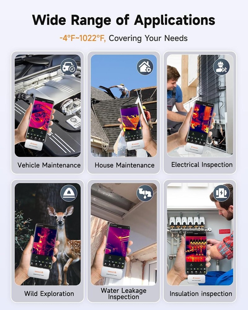 FOXWELL RT100 Thermal Imaging Camera for Android (USB-C): 256x192 IR Resolution