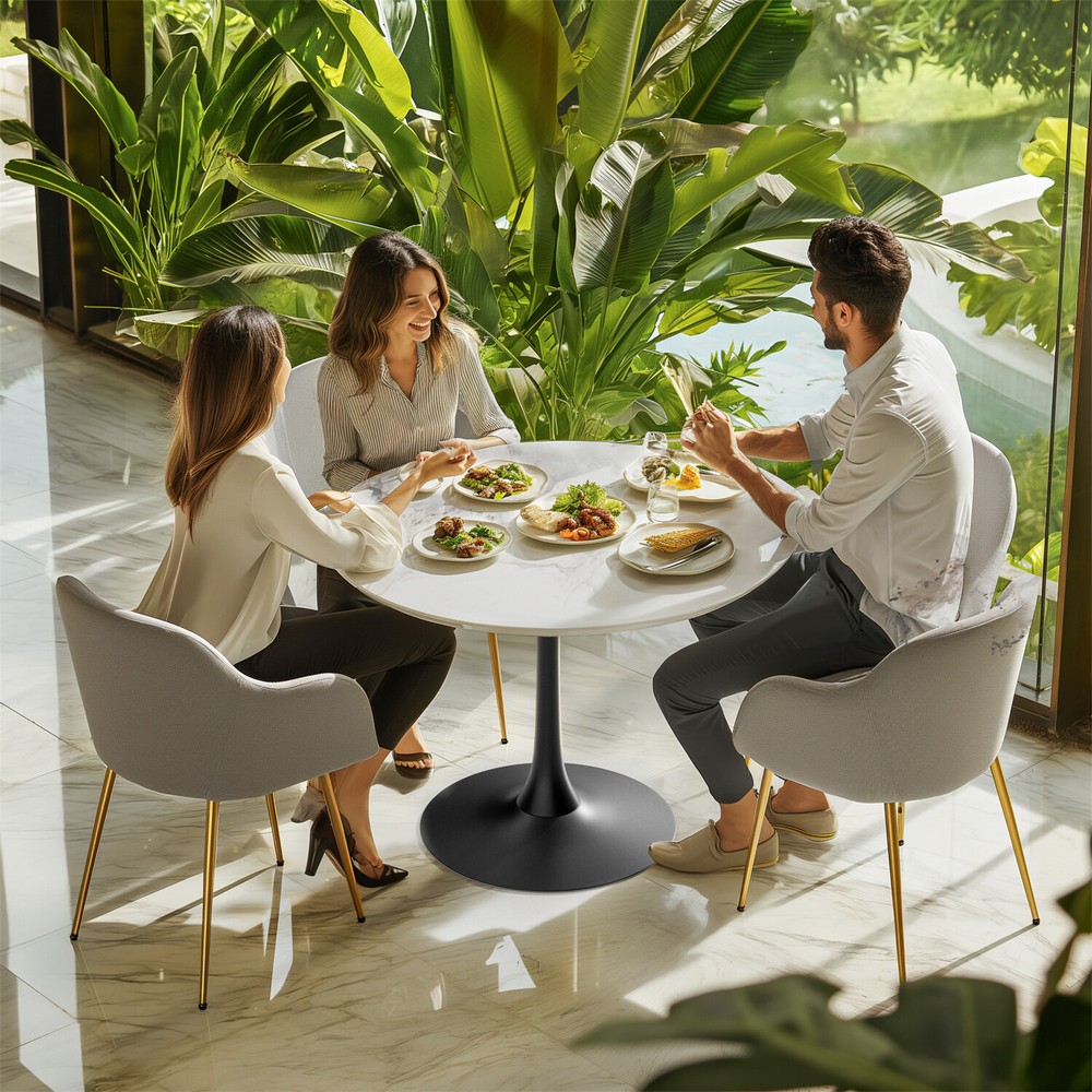 Leisure Marble Dining Table 31'' Tall Kitchen Restaurant Dining Bar Height Table