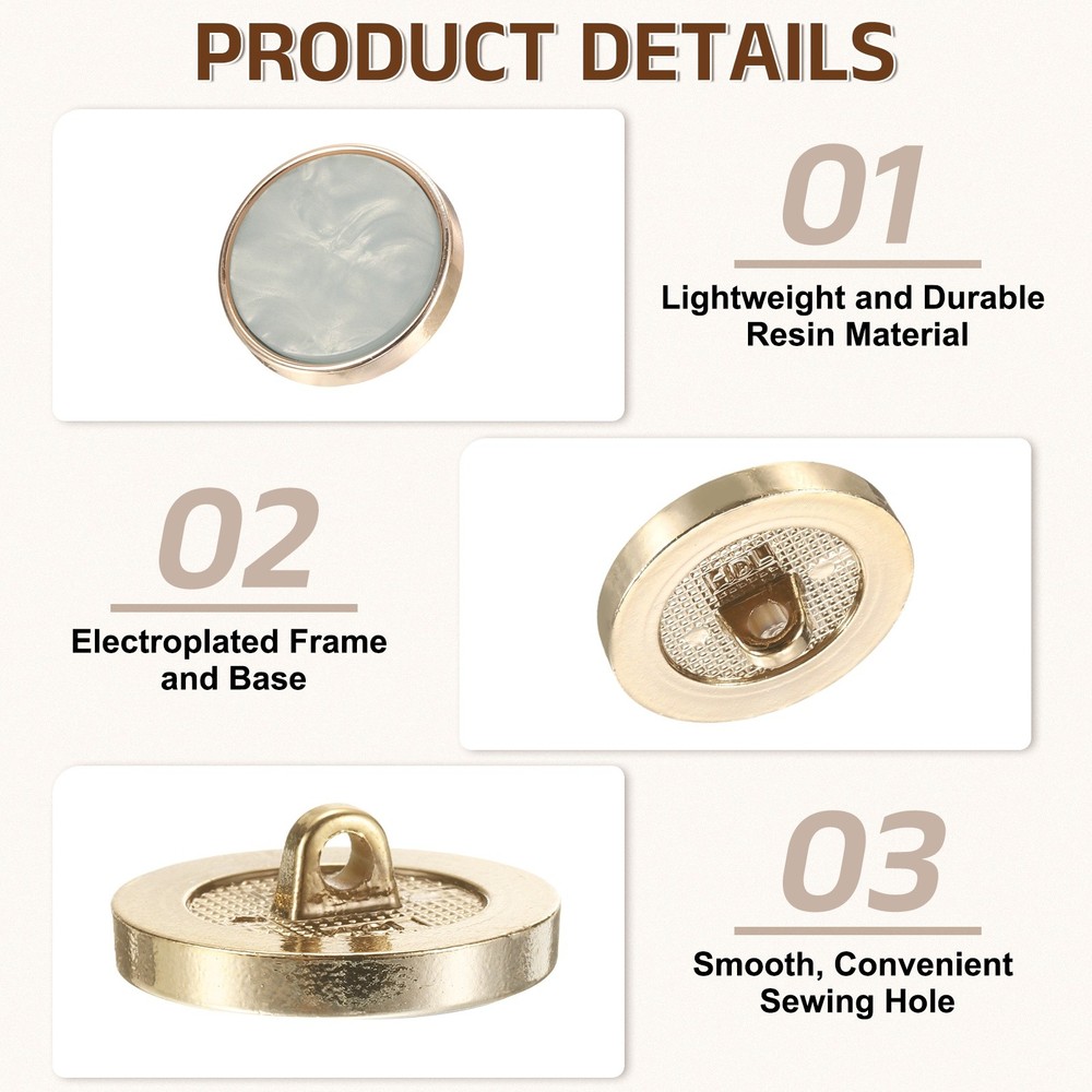 10Pcs Round Button, 25mm/1" Resin Decorative Pattern Button, Dark Gray