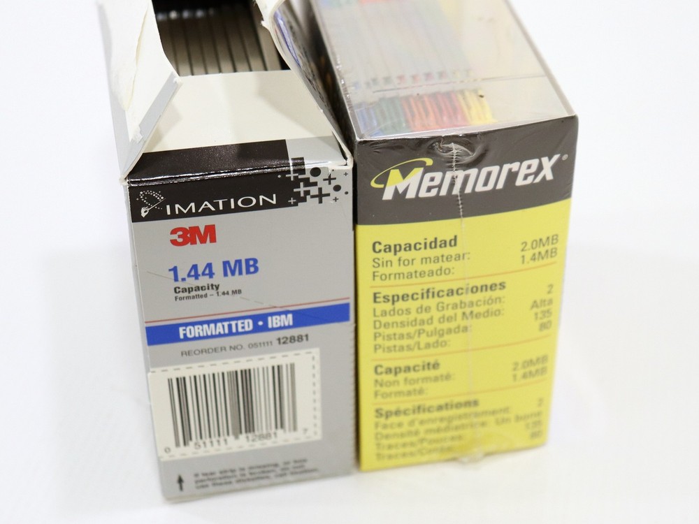 2x Mixed Lot 3.5" Computer Diskettes MAC/IBM Formatted 1.44MB Memorex/Imation