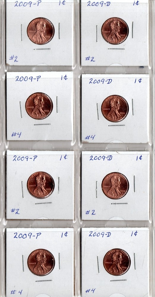 2009 P & D YEARS BU 8 (EIGHT) Penny SINGLES FROM ROLLS