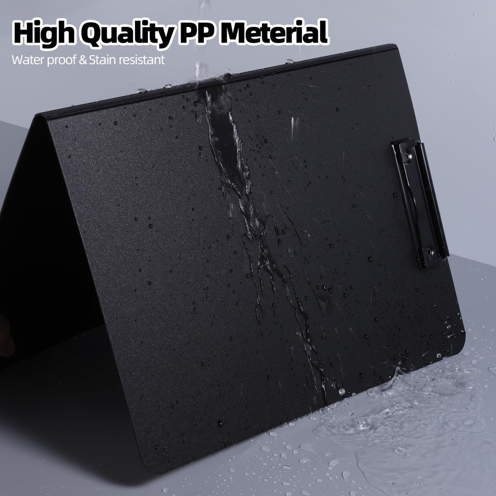 FRETONBA Clipboard Folder, 2 Pcs A4 Foldable with Horizontal Black