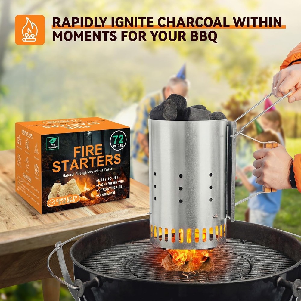Natural Fire Starter for Campfires All Weather Firestarters Odorless Charcoal S