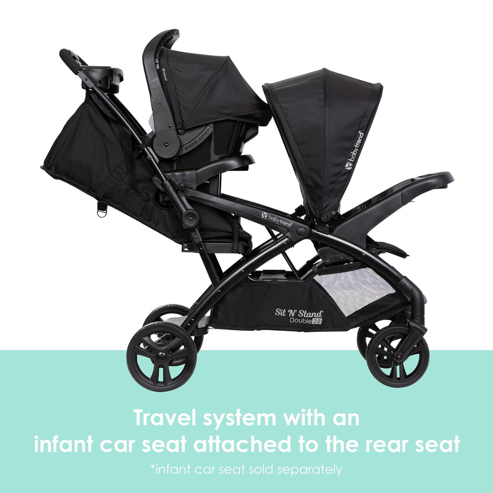 Sit N' Stand® Double 2.0 Stroller, Dash Black