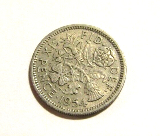 Great Britain 1954 6 Pence Coin