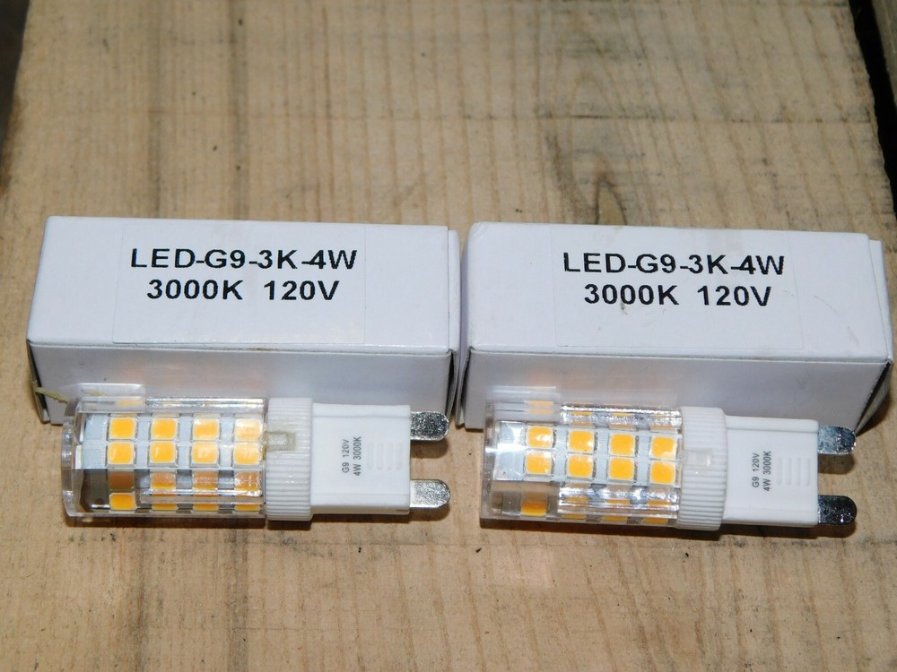 Pair of 2 NEW LED-G9-3000K-4W LED Corn Light Bulbs G9 120V 4 Watt Warm White USA