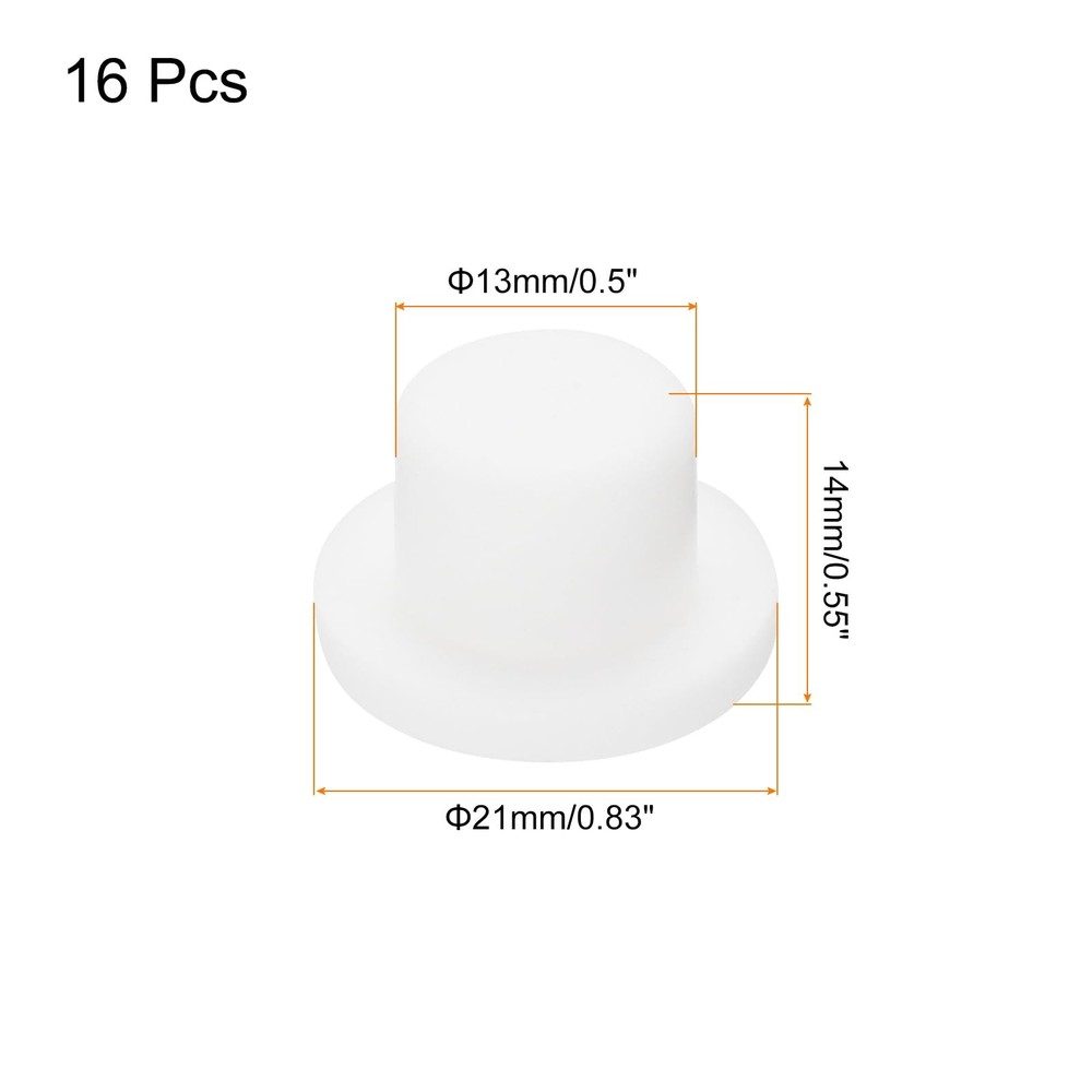 16 PCS 21mm White T-Shaped Solid High Temp Silicone Plugs for Coating Plating