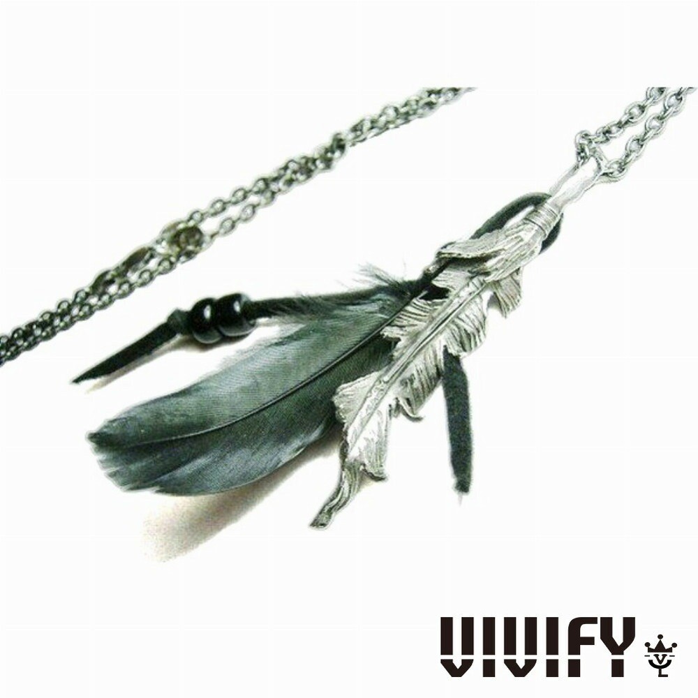 VIVIFY Silver Broken Crow Feather Pendant Top (No Chain)