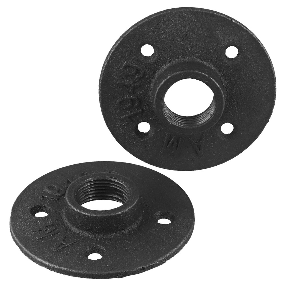 3/4 Black Painted Floor Flange with Threaded H 2 Pack Strong Connection