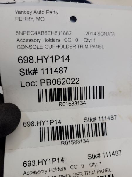 2011 12 13 14 HYUNDAI SONSATA CONSOLE CUPHOLDER TRIM PANEL