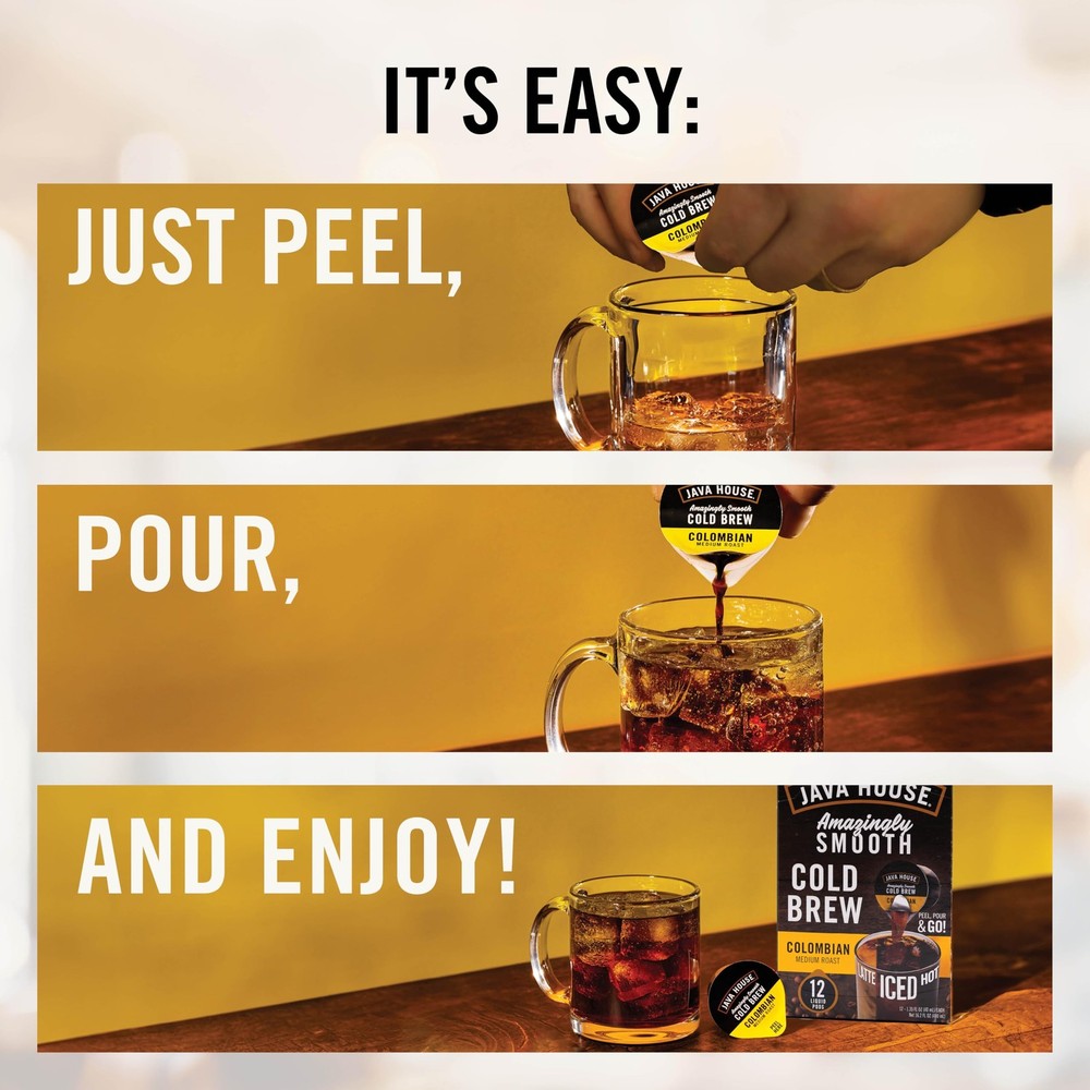 Java House Cold Brew Coffee Concentrate Single Serve Liquid Pods-1.35 Fluid