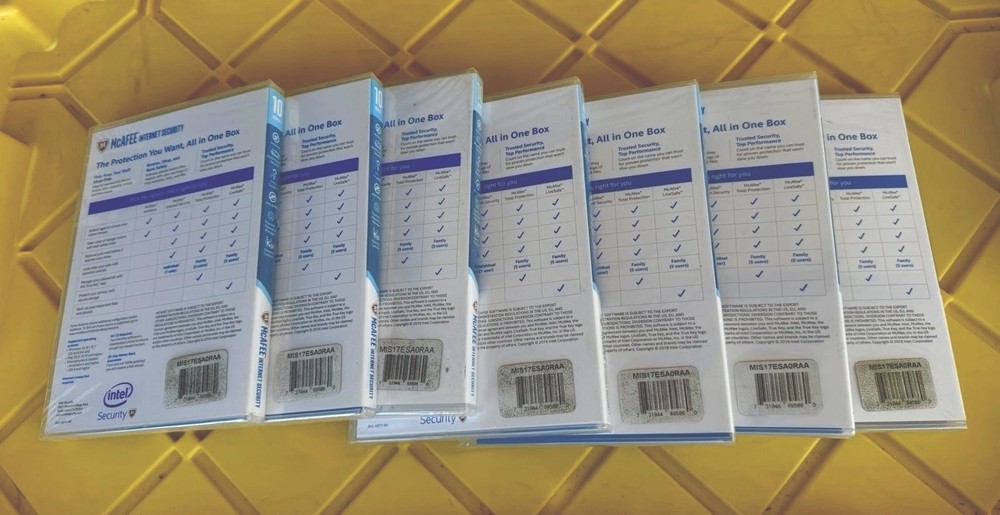 LOT OF 7 McAfee 2017 Internet Security Software Discs 10 Devices SEALED UNOPENED