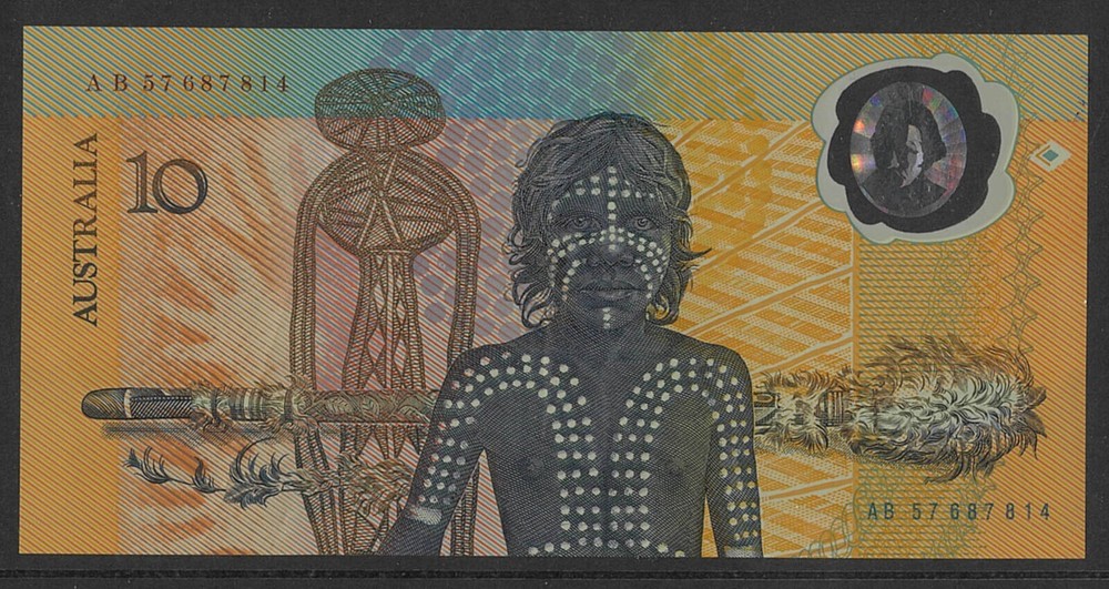 Australia 1988 Aboriginal $10 Note Johnston/Fraser Last Prefix AB57 VF+ #5-72