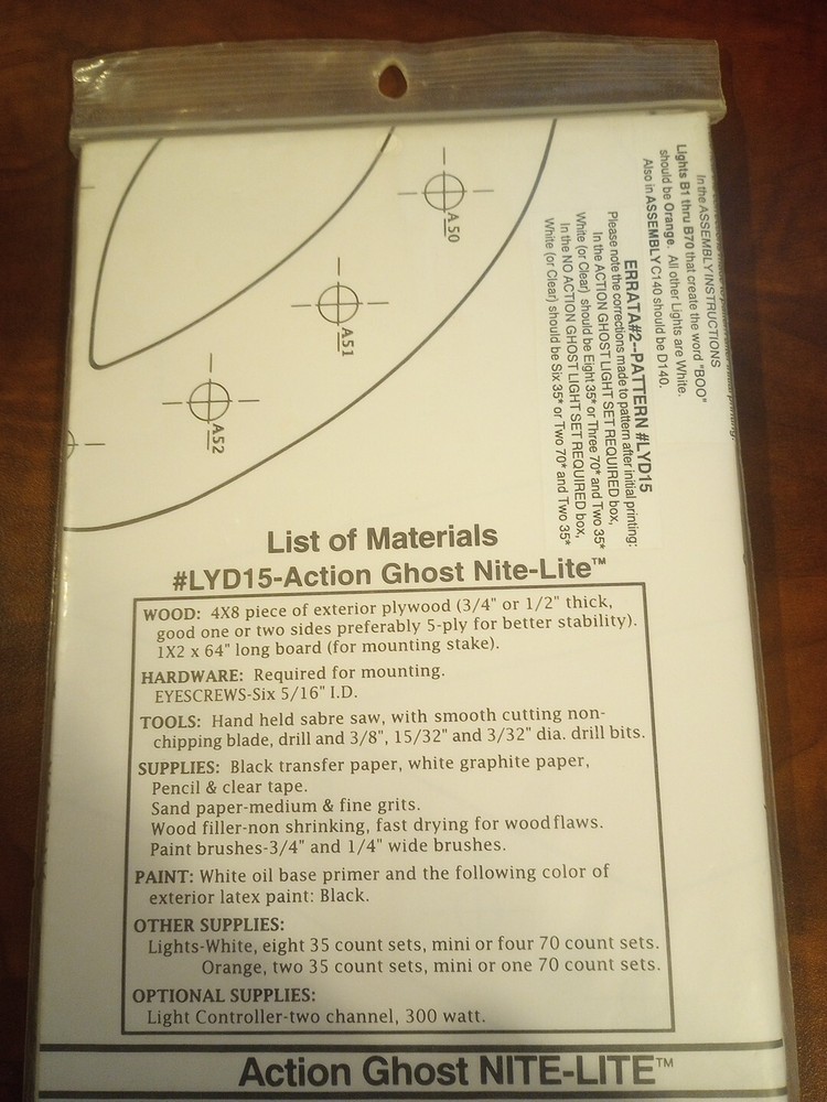 Full Size Woodcraft Patterns Ghost Action Ghost Nite-Lite Scary Nice