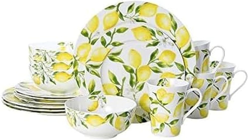 Lemons 16-Piece Dinnerware Set Service For 4 Multicolor