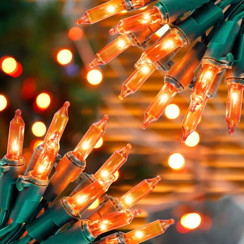 Orange Halloween Lights, 2PACK 13ft 50 Orange Lights String,120V Fall String ...