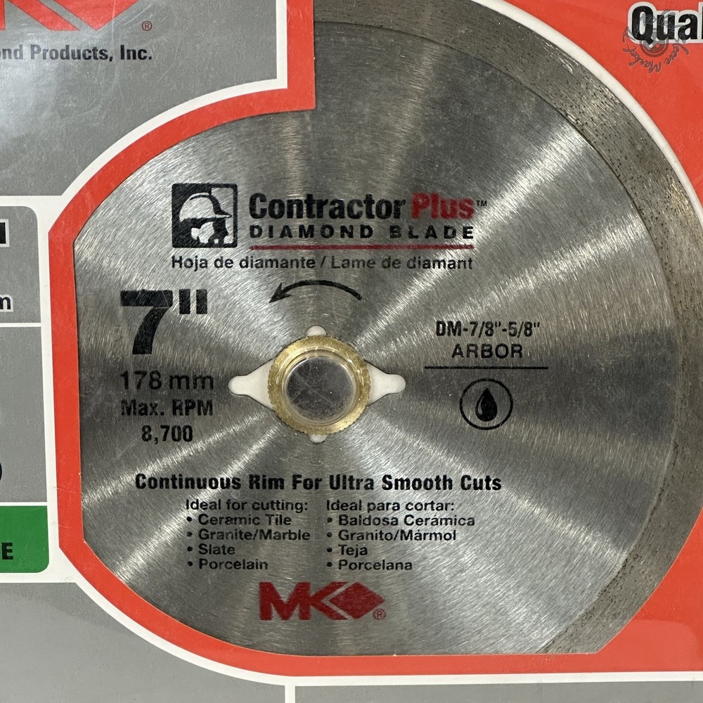 MK Diamond 7" Contractor Plus Continuous Rim Tile Blade 167008 Ceramic Granite