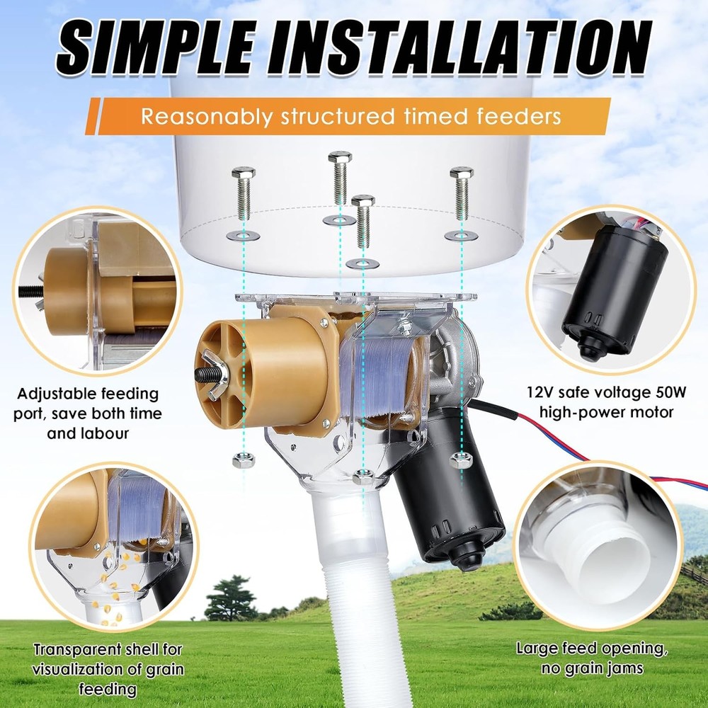 Automatic Chicken Feeder Plastic Stainless Steel 16 Timer Feed Dispenser
