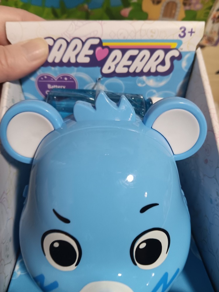 NEW IN BOX CARE BEARS AUTOMATIC BUBBLE BLOWER W/ SOLUTION GRUMPY BEAR 8.25"...