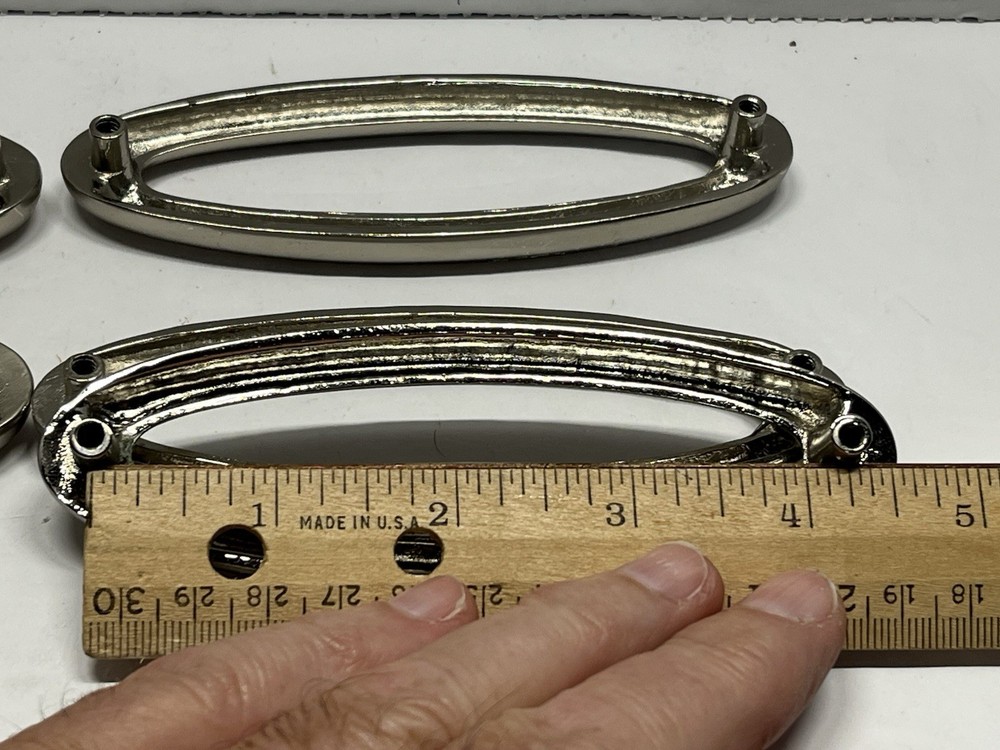 Vintage Lot (6) NOS Chrome Oval Fixed Drawer Pulls
