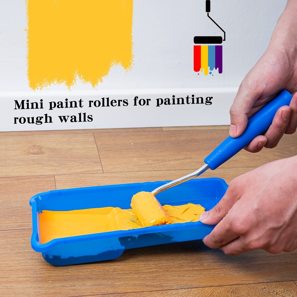 Paint Roller Kit, 9 Pack, 2 Inch Microfiber Paint Roller Covers, Small Paint ...