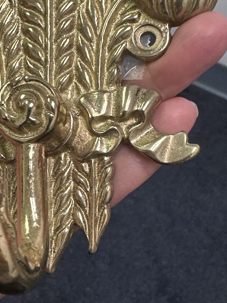 Vintage Solid Brass Plume Intricate Coat Hook