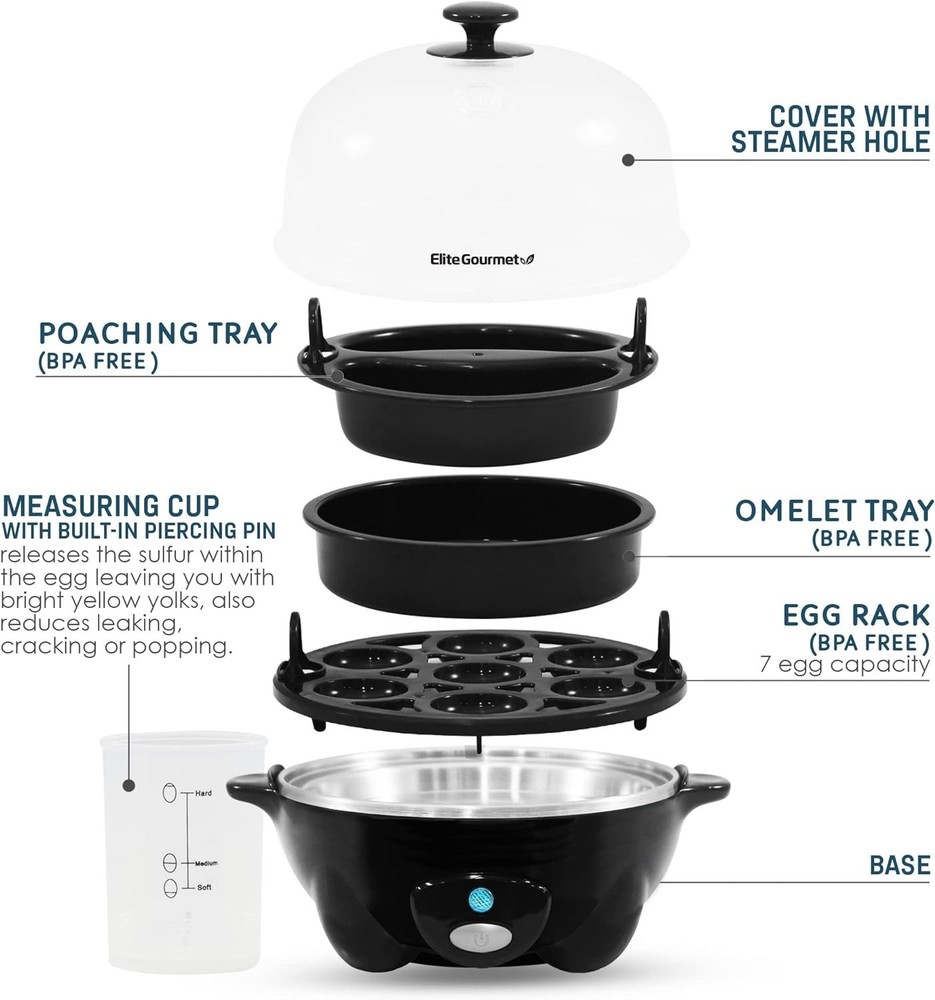 Versatile Egg Cooker: Soft, Medium, Hard Boiled & Poached Eggs in Minutes