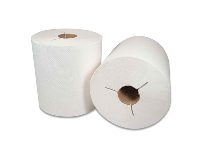 6 Rolls Y-Notched White Roll Towel - 800'