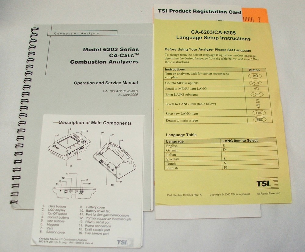 TSI CA-Calc 6203 Combustion Analyzer