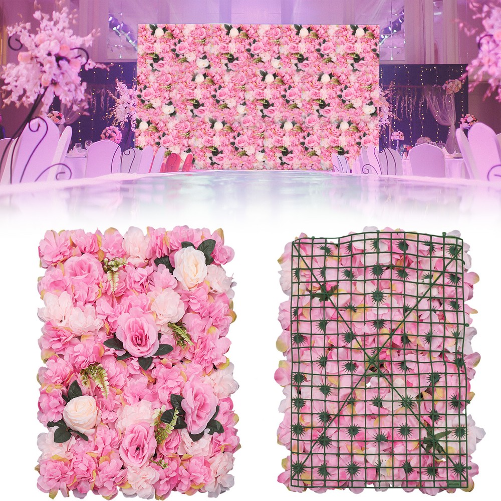 12Pcs Artificial Flower Wall Panel Silk Dahlia Rose Backdrop Party Wedding Decor
