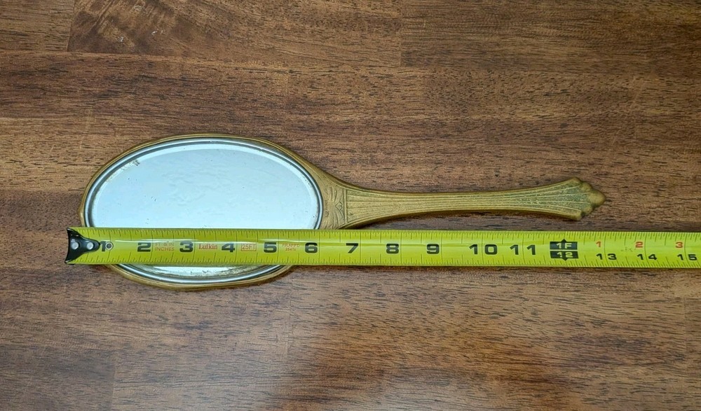 Antique Victorian Hand Held Vanity Mirror Engraved Initials