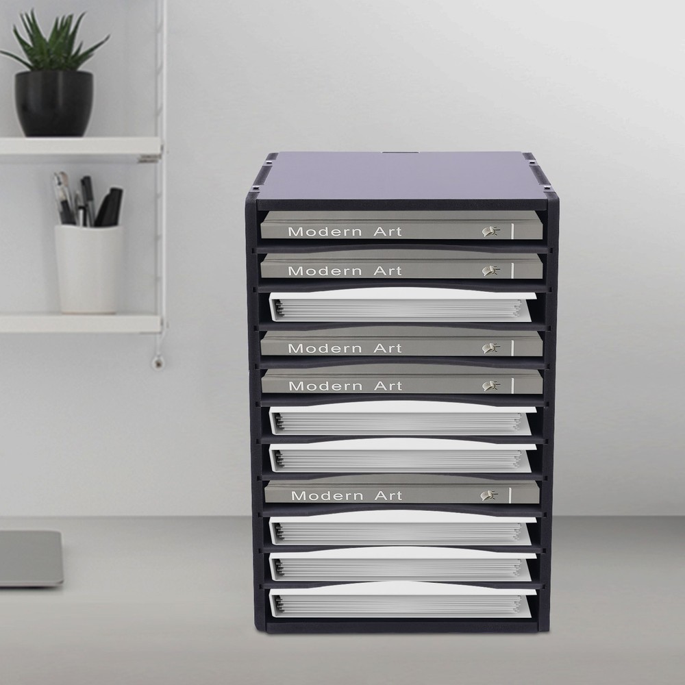 Document Organizer Vertical Desktop Sorter 11-Compartments Paper Storage Holder