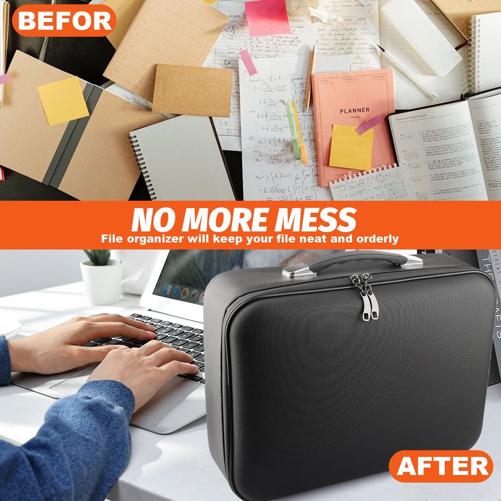 Fireproof Document Box with Lock Hard Case File Organizer Fire Safe