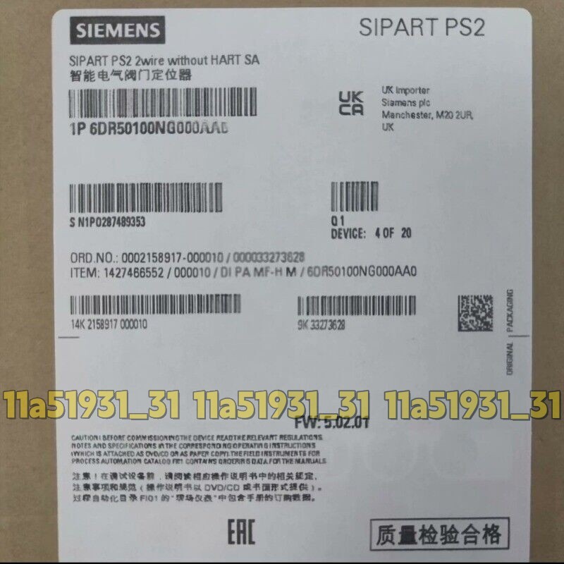 New in Box Siemens 6DR5010-0NG00-0AA0 6DR5 010-0NG00-0AA0 POSITIONER