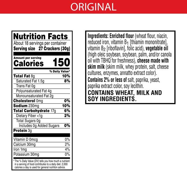 Cheez-It Cheese Crackers, Original, 3 oz Bags (6 Count)