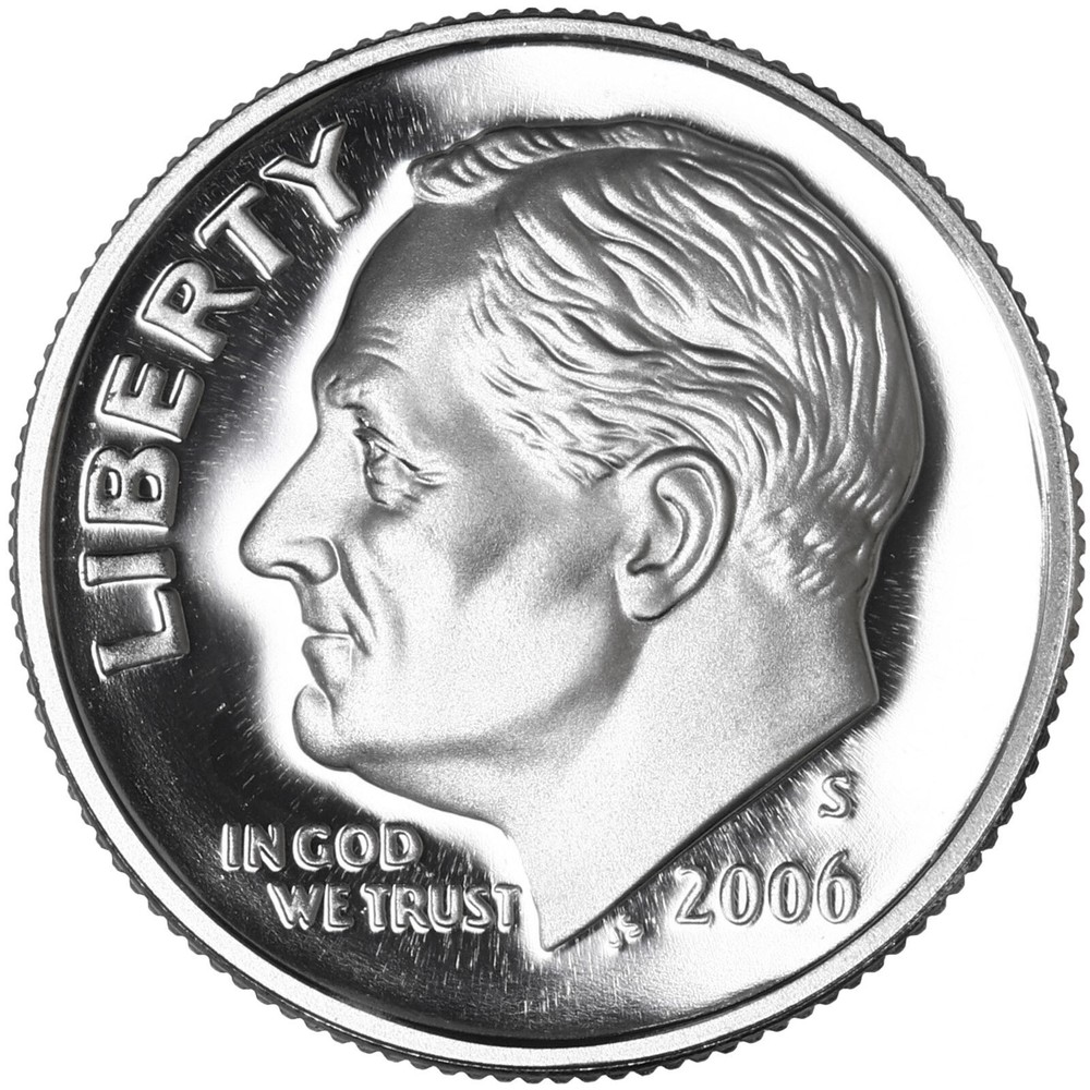2006 S Roosevelt Dime Gem DCam Proof CN-Clad
