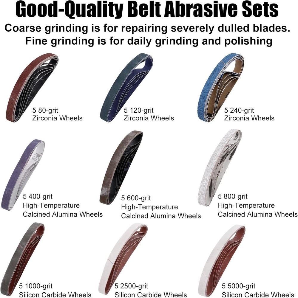 45pcs Replacement Knife Sharpener Belts for Work Sharp, 1/2" x 12" Multi-Grit To