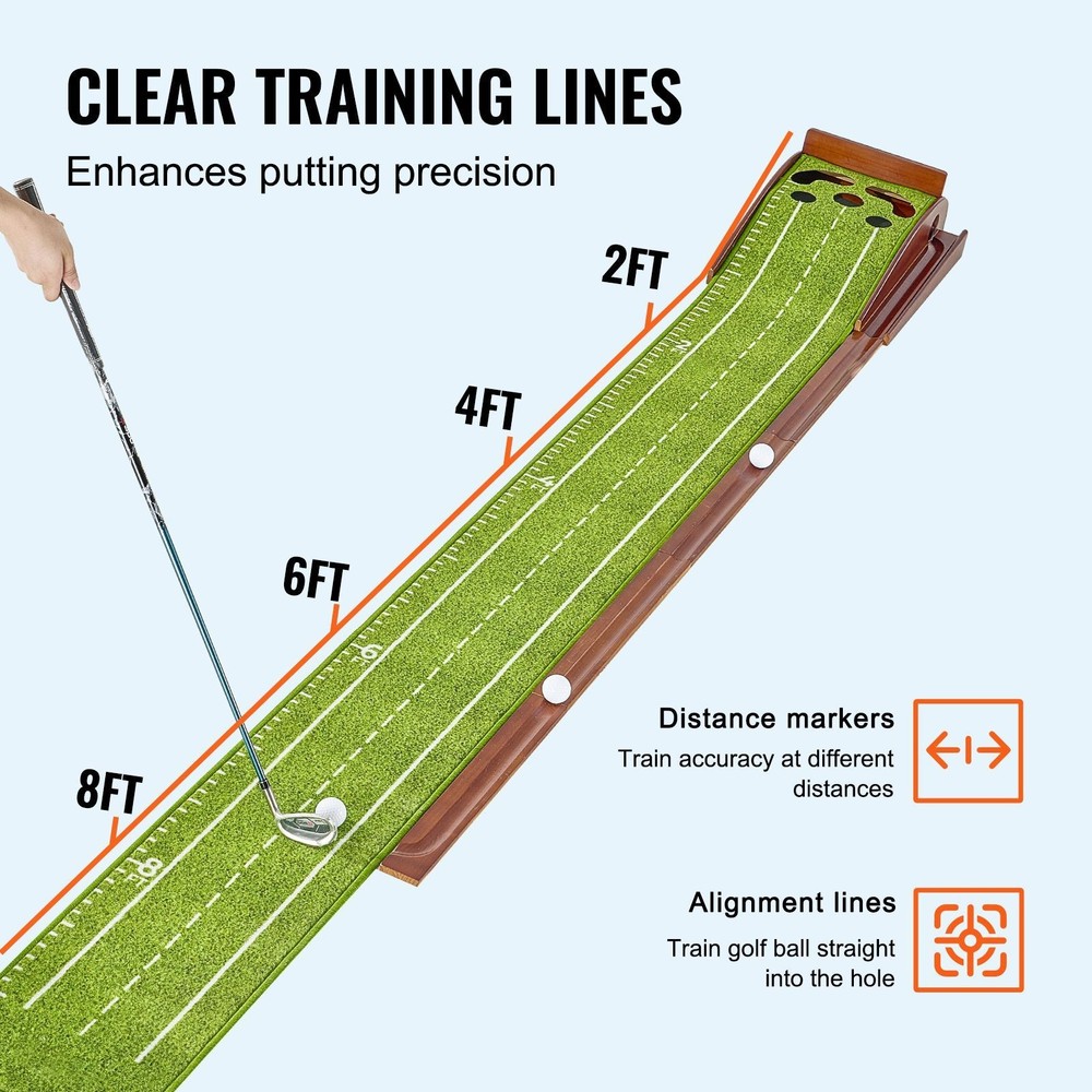 5 Hole Golf Putting Mat Indoor Training Aid Practice Green Auto Return System
