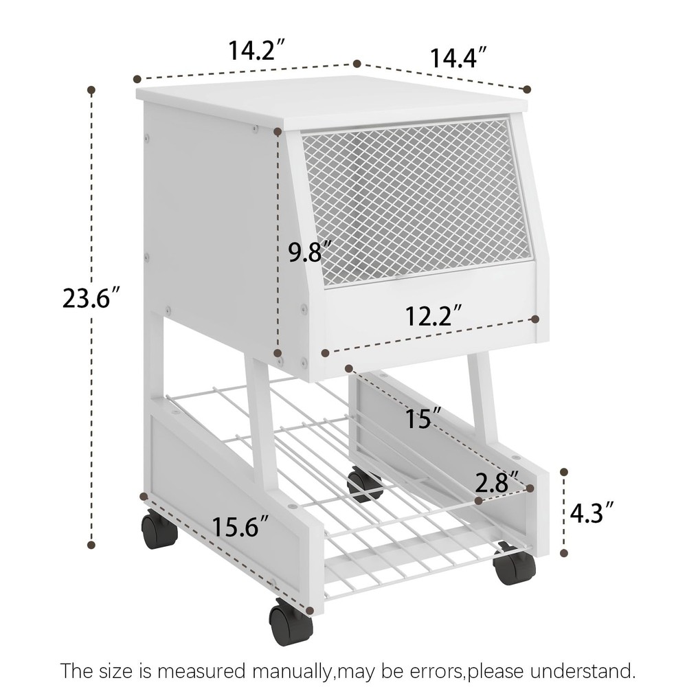 Compact Refrigerator Stand with Beverage Storage and Wheels Rolling Personal ...