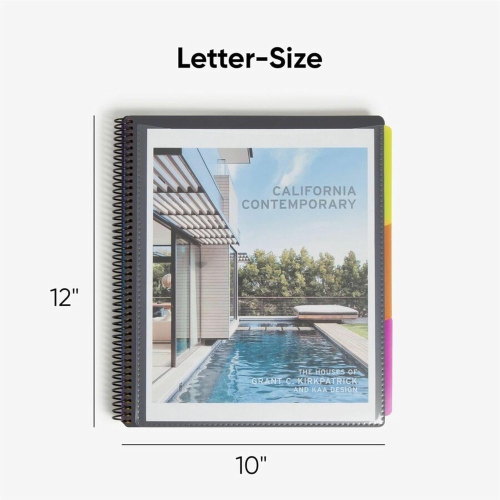 Project Organizer Poly 24 Pockets Letter Size Bright Tabs Water Resistant