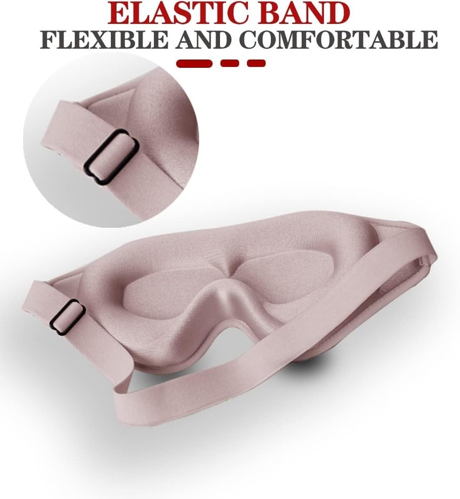 3D Contoured Sleep Mask - 99% Light Blocking, Adjustable & Breathable Pink