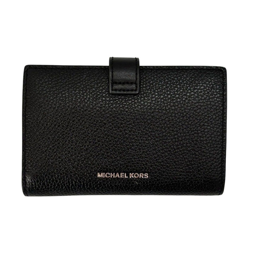MICHAEL KORS Medium Wallet Black Leather Logo Used