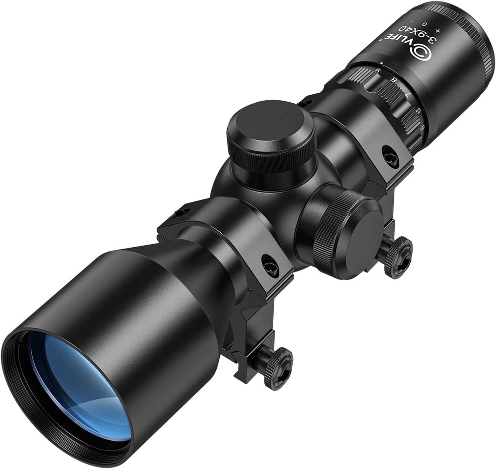 CVLIFE 3-9x40 Compact Rifle Scope Mil-Dot With 20mm Ring Mounts for Quick Aiming