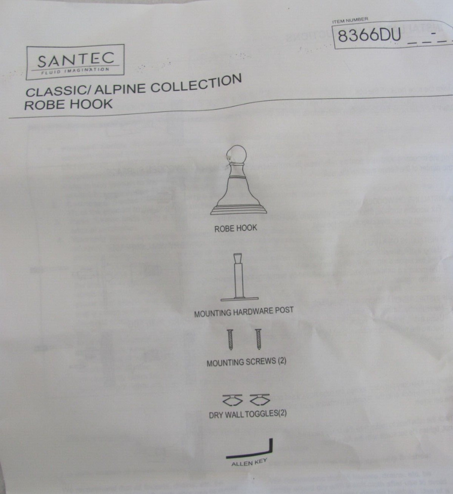 Santec 8366DU28 - Classic Alpine Robe Hook - Antique Brass