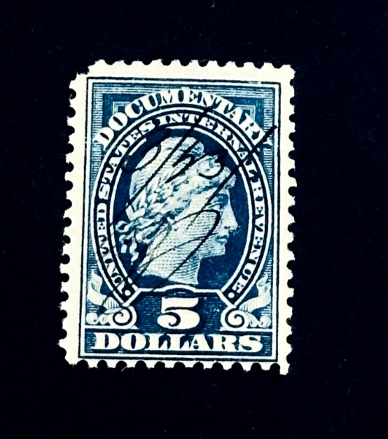 US Stamp - 1914 Documentary Liberty $5  Used Perf 11 r56
