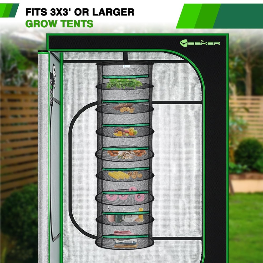 8 Layer Herb Drying Rack Hanging Mesh Net Foldable Plant Drying Racks 24" Dia...